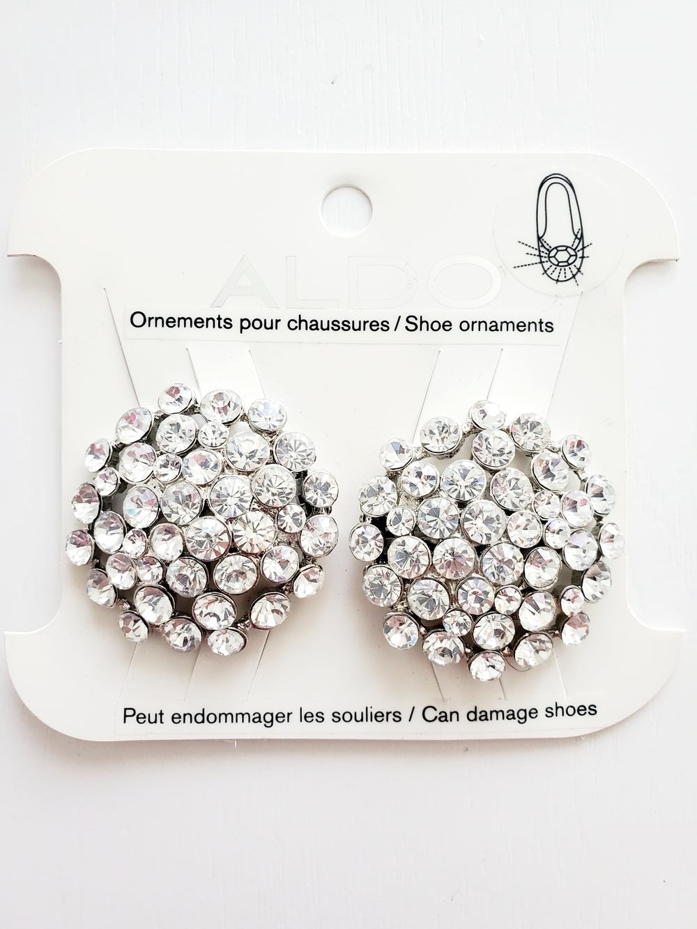 ALDO Silver Clear Crystal Cluster Shoe Brooches